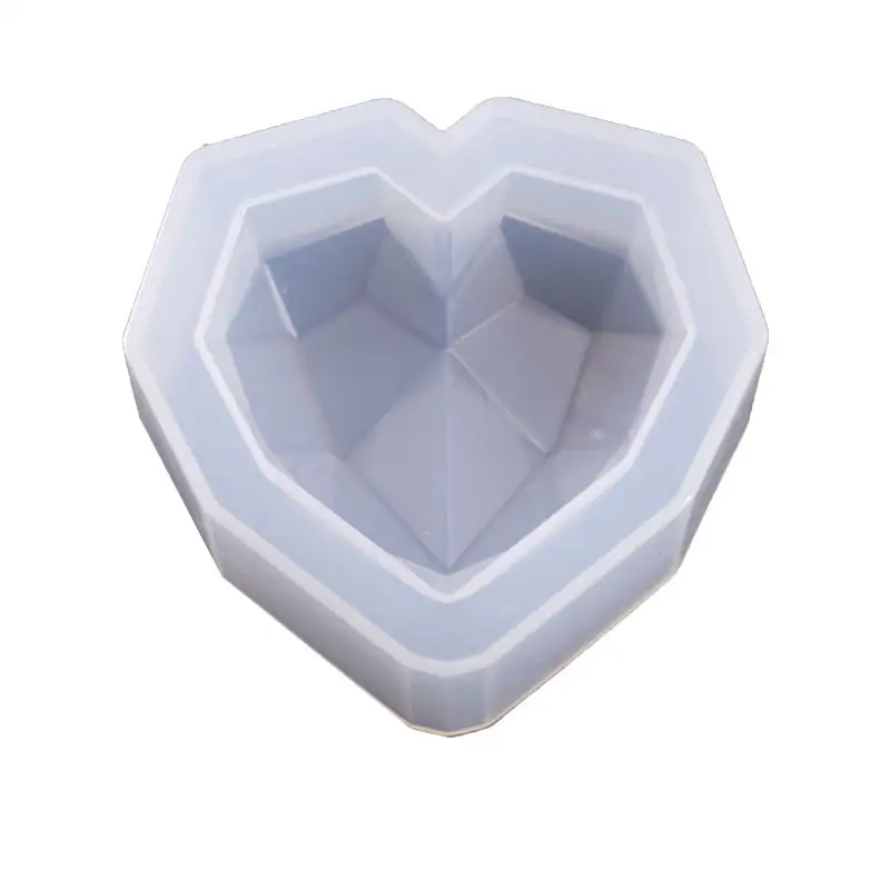 Aamzon venda quente epóxi coração forma molde silicone sabão moldagem geométrica 3d silicone coração resina moldes