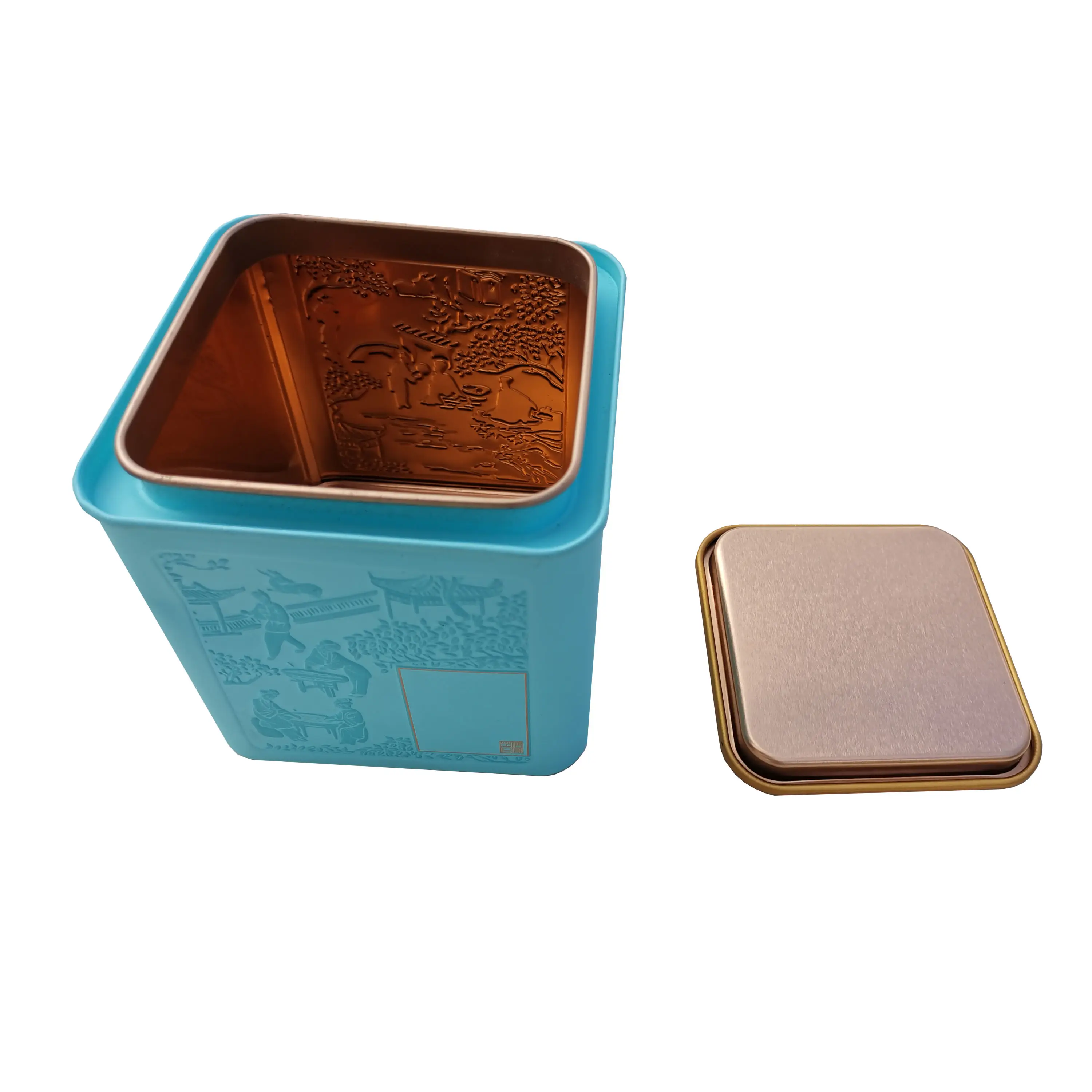 Bespoke metal tinplate boxes rectangular coffee bean tin box for food safe tin can rectangle tin case with lid