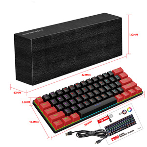 Teclado mecánico Redwingy V900 con cable de 61 teclas Mini eje azul Multi colorido luz brillo teclado portátil para juegos - Product Image 3