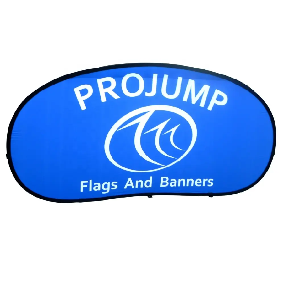 Mostra personalizzata pieghevole all'aperto fiera pubblicitaria promozionale portatile ovale orizzontale stand una cornice pop-up banner