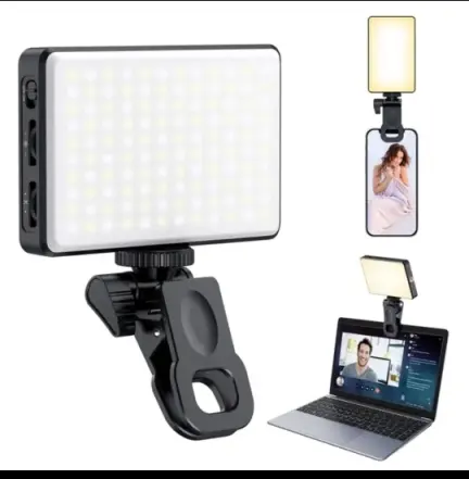 120 LED Phone Selfie Light 3000Mah Clip recargable Video Light Ajustado 3 modos de luz para teléfono Cámara Laptop