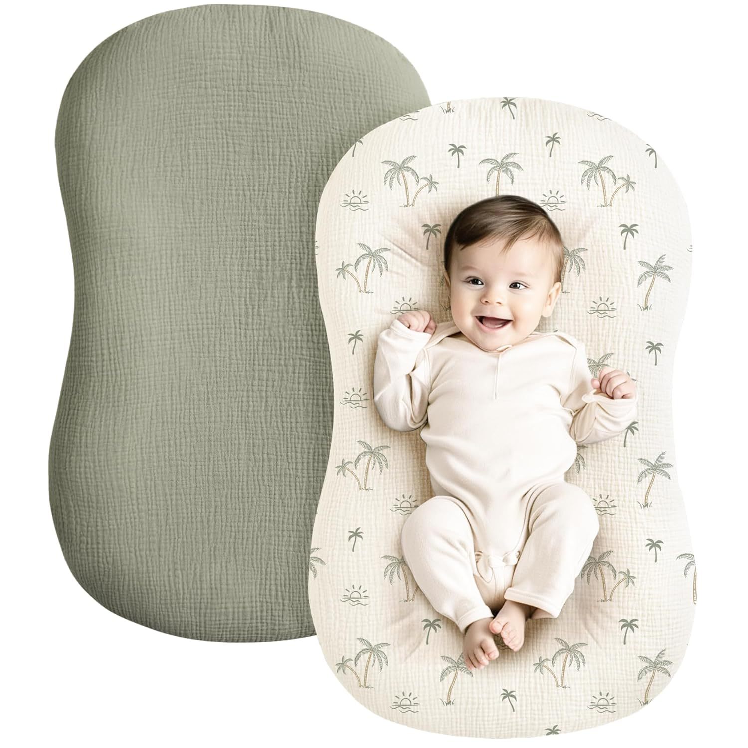 8 dark green coconut-bed set