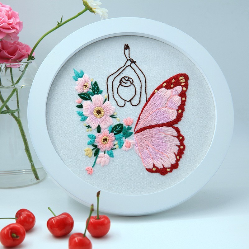Tableau à suspendre Fille papillon - bleu clair