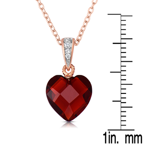 TD Collette Z Rose-Gold Plated Sterling Silver Necklace Heart-Shape <strong>Red</strong> Cubic Zirconia Lovers Number Pattern Rope <strong>Chain</strong> Type