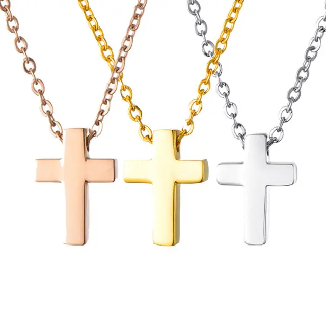 LWD60271-Colgante de cruz con versículo de la Biblia personalizado para mujeres, collar de acero inoxidable, dije de oración, joyería religiosa de fe