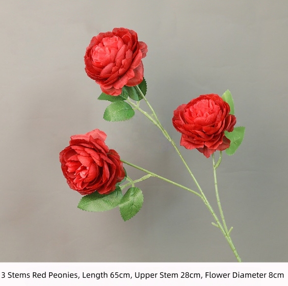 3 Stems Red Peonies