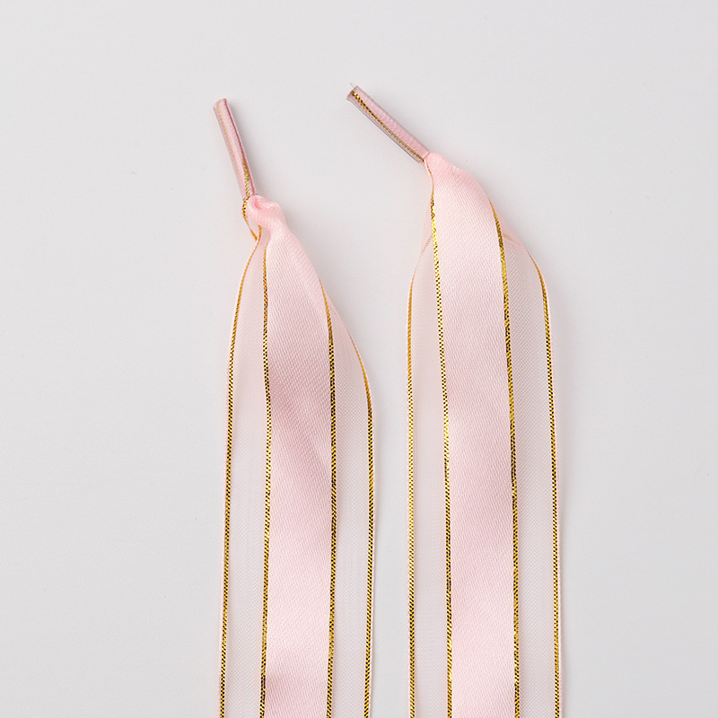 Champagne powder bronzing striped shoelaces