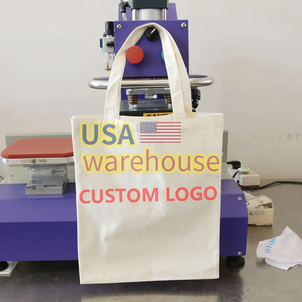 Tas tote dengan logo cetak khusus polos sublimasi tas tote poliester putih kosong tas belanja kanvas dengan logo