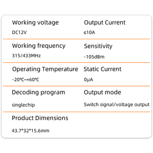 2-Tasten-Festcode Wireless 433 MHz Universal-Fernbedienung skit mit Empfänger