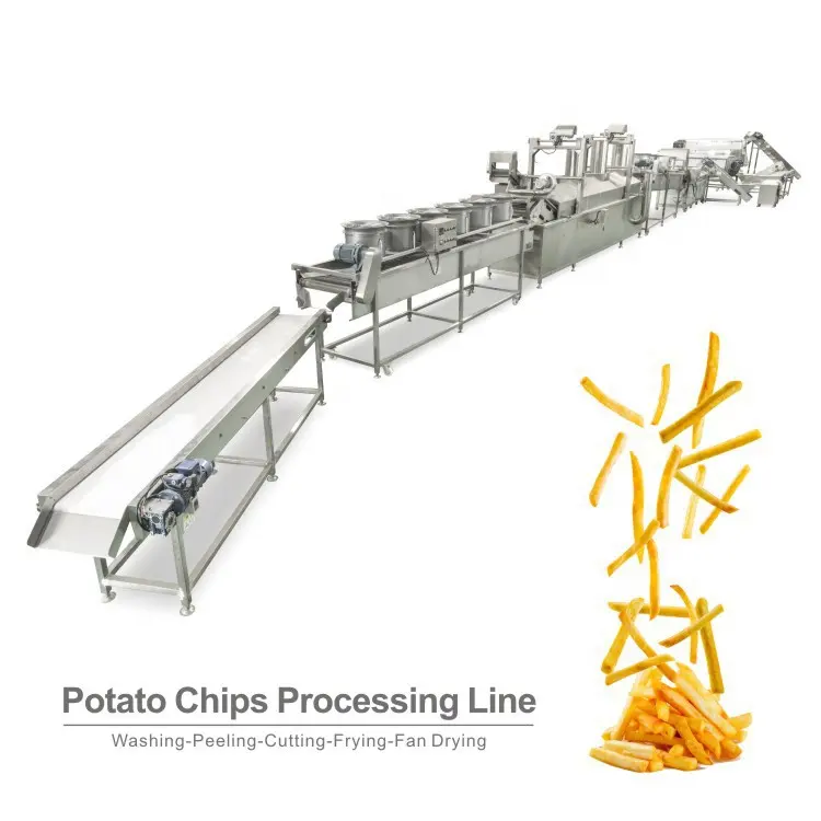 مصنع عالي الجودة القلي معدات الطازجة المجمدة الفرنسية فرايز ماكينة بالكامل التلقائي يضع البطاطس خط إنتاج رقائق بطاطس