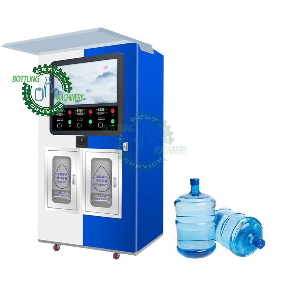 Self-service 500ml to 20 liter 5 gallon bottle RO reverse osmosis water refill machine station with cooling function