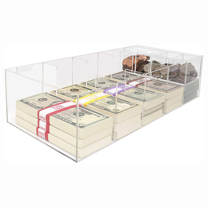 Para ekle 5 bölme temizle nakit organizatör para saklama kutusu akrilik para tepsisi - Product Image 6