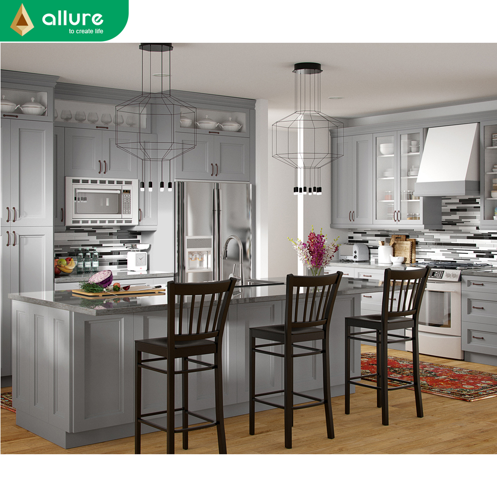 Allure classical home shaker modular kitchen cabinet design