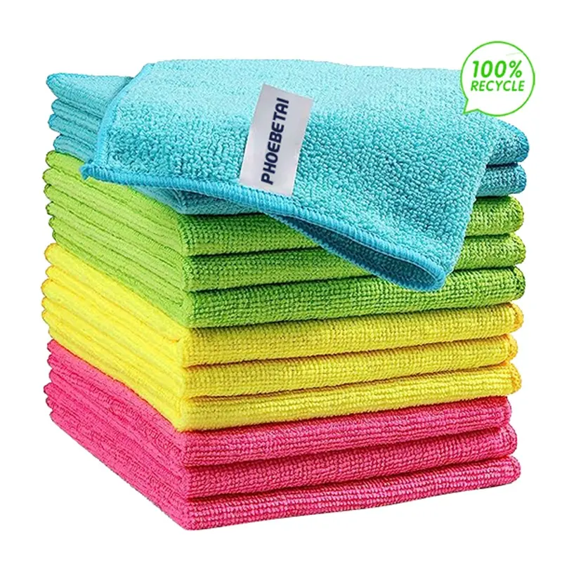 Super microfibra di pulizia asciugamani logo personalizzato micro panno della fibra di massa