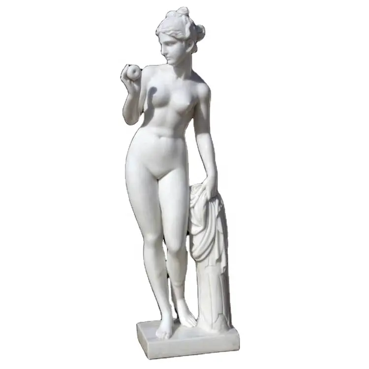 Escultura de piedra decorativa para mujer desnuda, escultura de mármol blanco