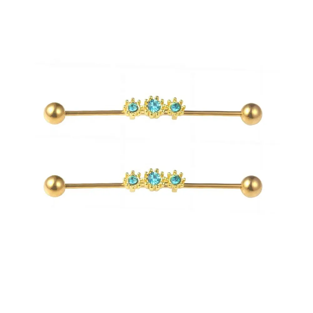 Alta calidad tres flores oro Industrial Barbell Helix pendiente cartílago Piercing