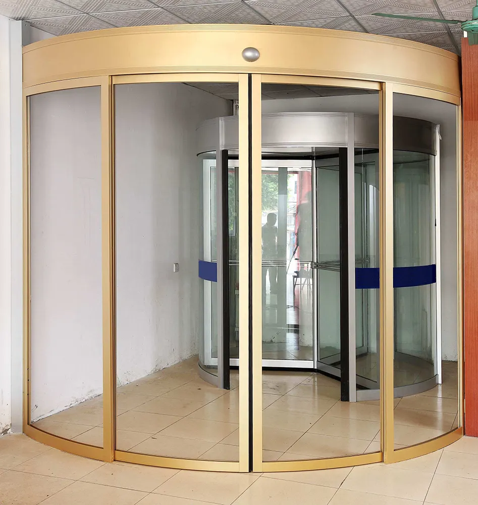 CN-puerta de vidrio curvado automática de alta calidad, fabricante de puertas giratorias de Vidrio Curvo