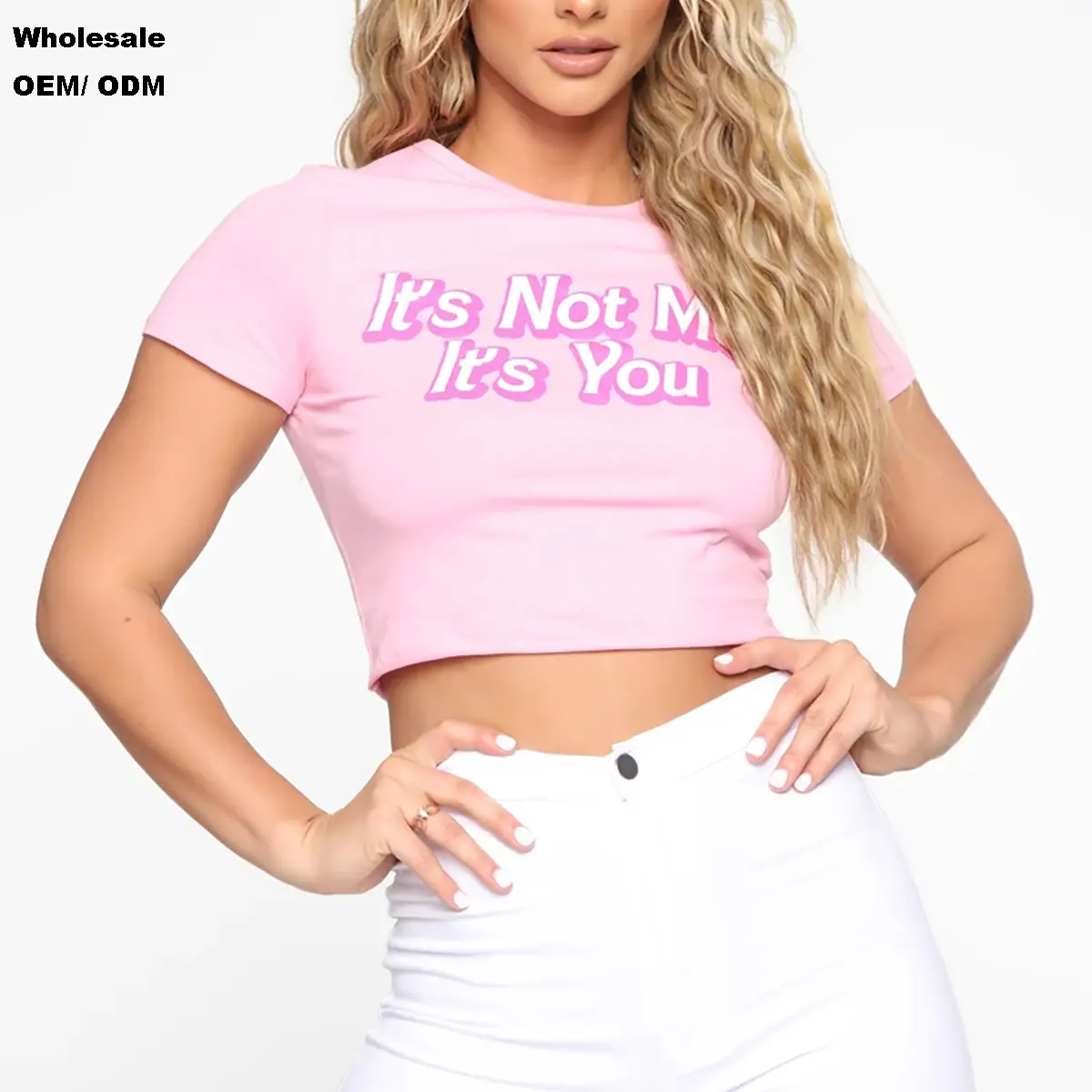 Camiseta de manga corta con estampado de letras para verano, Sexy Top corto con cuello redondo, blusa corta de punto