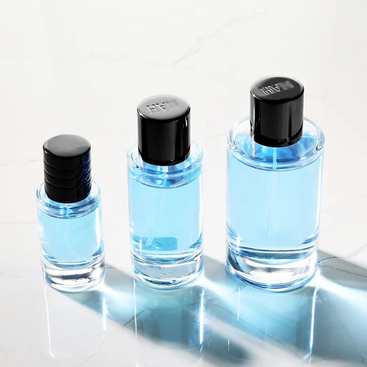 50ml 100ml OEM wholesale luxury glass cylinder empty mini parfum bottles cosmetic spray pump fragrance perfume bottles for men