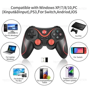 T3 X3 inalámbrico BT Gamepad Joystick Joypad controlador Game Pad para PS3 Playstation 3 P3 PC TV BOX ordenador teléfono inteligente con USB