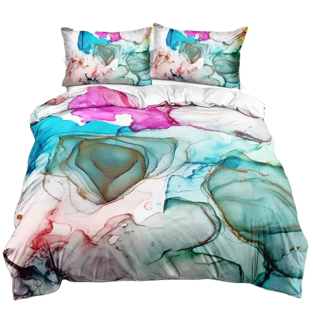 Jize寝具セット、高品質のベッドシーツ3Dデジタル羽毛布団、3D寝具セット羽毛布団カバープリントOppバッグ織り40植物グレード1 PC