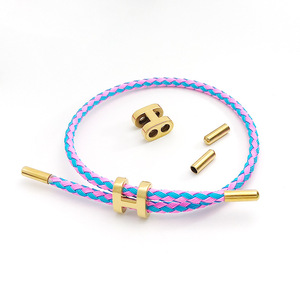 4pcs/set Stainless Steel Number 8 Slide <strong>Clasp</strong> Adjustable <strong>Clasp</strong> with Silicone 18k Gold Plated <strong>End</strong> <strong>Caps</strong> for <strong>Cord</strong> Bracelet - Product Image 6