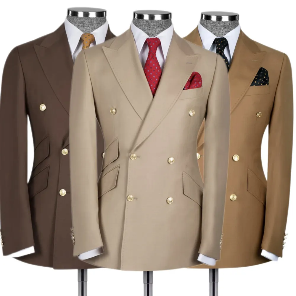 Tailor Made 2 Pieces Men's Suit Set (Jacket+Pant) Formal Boutique Business Men Suit Coat Groomsman Tuxedos For Wedding