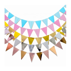 Festival Fiesta Decoración Feliz cumpleaños Decorativo Colgante Cadena Bunting Colorido Triángulo Bandera Banner - Product Image 1
