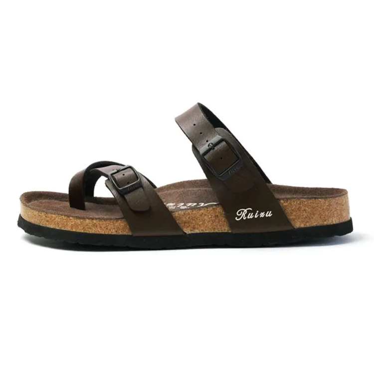 Custom Logo Casual Slipper Beach Slides Sandals Men Cross Strap Open Toe Cork Slippers