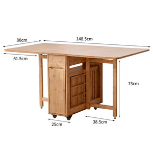 Bamboo Dining <strong>Table</strong> Foldable <strong>Expanding</strong> <strong>Square</strong> and Folding Furniture Room Dining <strong>Table</strong> Set - Product Image 6