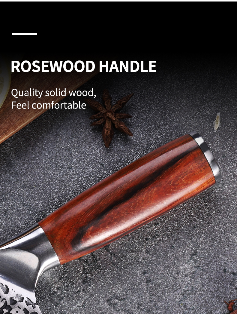 Wholesale Amazon hot sales Premium Quality Rosewood handle 5Cr15mov stainless steel butcher kitchen cleaver knife