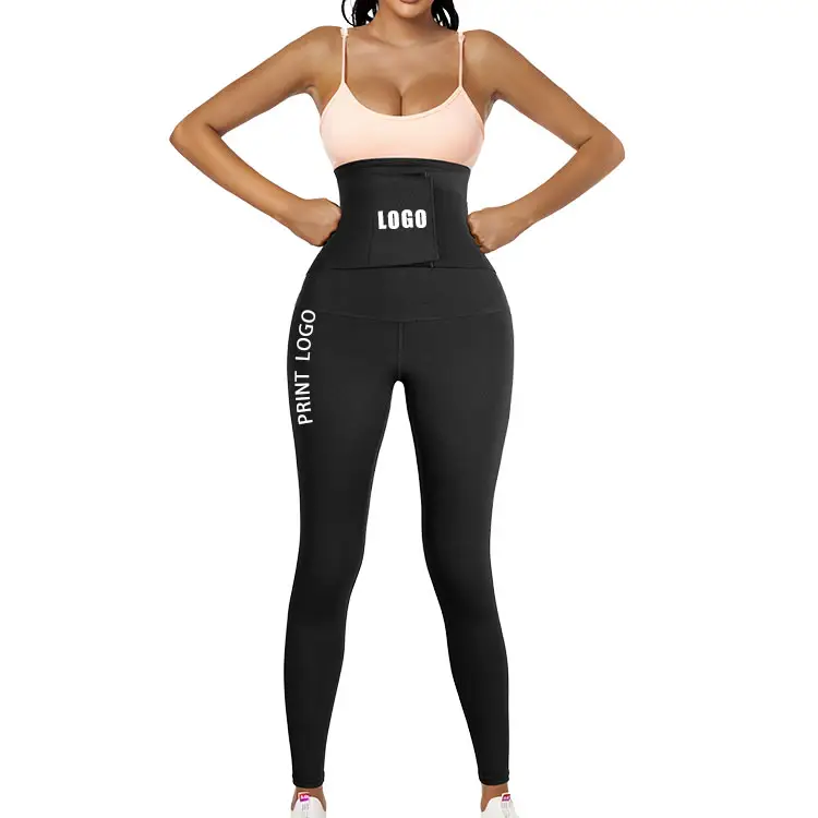 Tummy Control Yoga Pants Long Trouser Sauna Slimming Body Shaper Workout Outfits Women High Waist Leggings With Waist Trainer