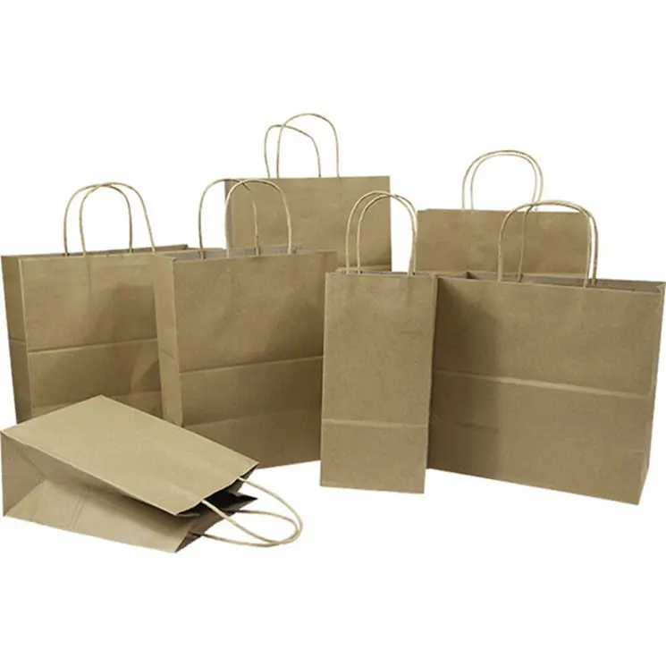 Özel restoran götürmek kağıt torba kahverengi Kraft kağıt teslimat kağıt taşıma yiyecek çantası ambalaj