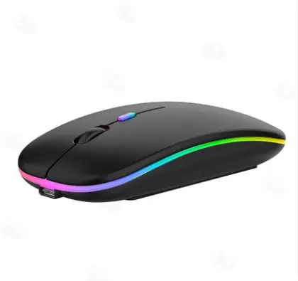 Mouse ricaricabile USB RGB muto luminescente colorato mouse da gioco per Computer wireless 2.4G