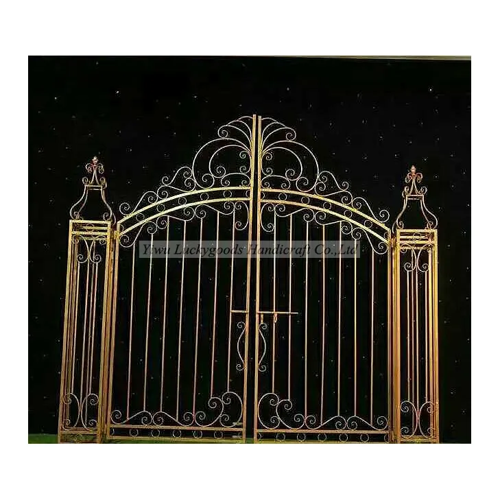 LDJ591 Popular selling iron gold wedding metal gate backdrop for event party decoration