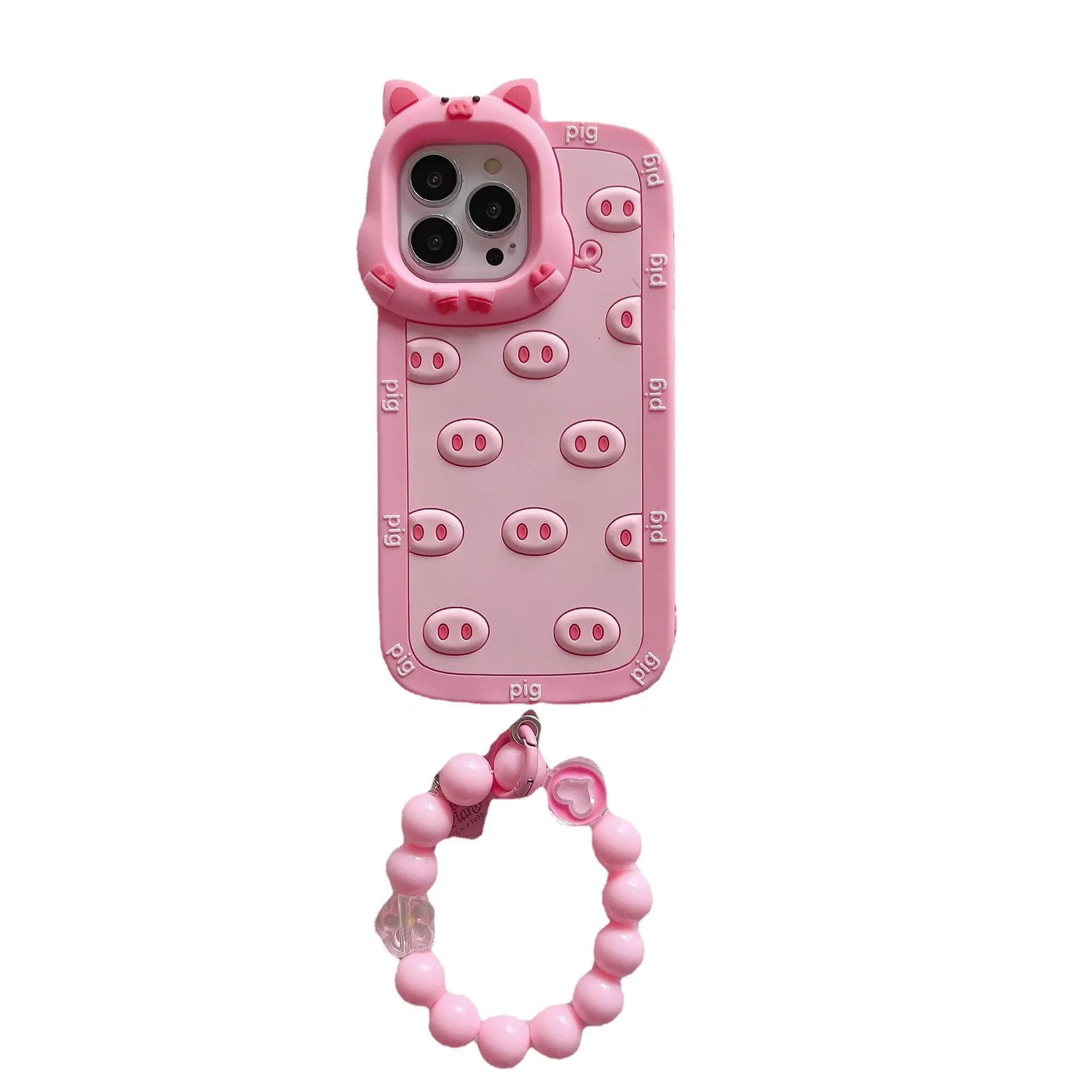 Casing ponsel silikon babi 3D lucu silikon lunak merah muda populer kartun babi lucu Bumper tahan benturan casing penutup belakang untuk iPhone14 13 12 11