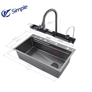 Anti-Scratch Anti-pas mutfak tek Slot İşlevli LED dijital ekran fincan yıkayıcı ile şelale mutfak lavabo - Product Image 5
