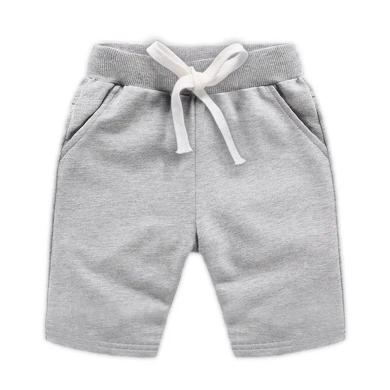 Calças de verão para meninos e meninas, calções de malha de algodão em cor sólida para crianças