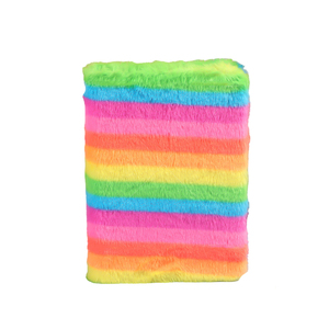 Cartoon Creative Cute Plush <strong>Notebook</strong> Rainbow <strong>Colorful</strong> Fur Plush Cover Leopard Pattern Student <strong>Notebook</strong>