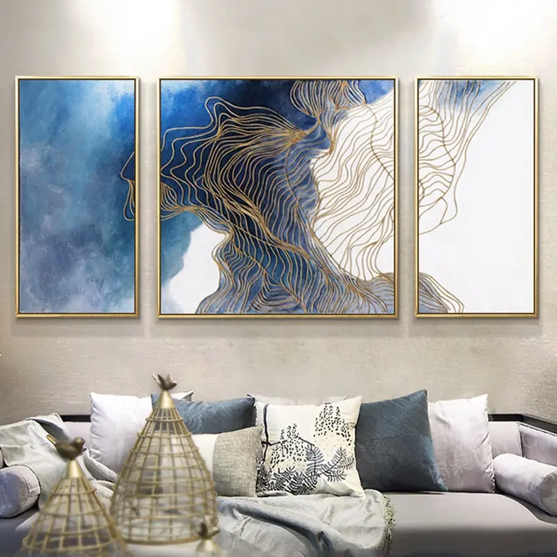 Modern Abstract 3-Panel Canvas Wall Art Print Pintura Estilo Paisagem para Hotéis