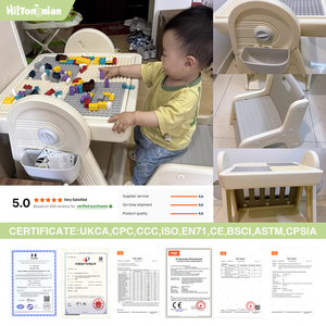 6 in 1 çocuk aktivite masa sandalye seti bebek çalışma masaları katlanır raflardan çizim kurulu yürümeye başlayan yapı taşları masa - Product Image 6