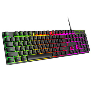 USB有線104キーRGBバックライトゲームキーボードスリムオフィスPCコンボマウスPCコンピュータセット付き - Product Image 5