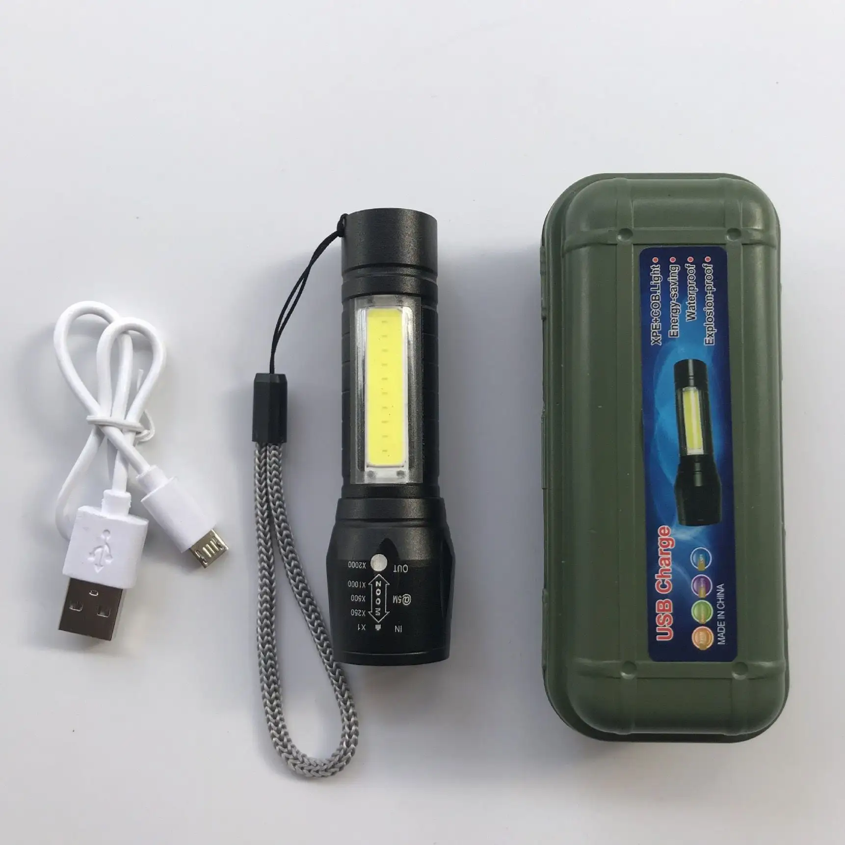Zoom Focus Portable Torche Lampe Rechargeable Étanche Extérieur USB LED Penlight Mini LED Lampe de Poche