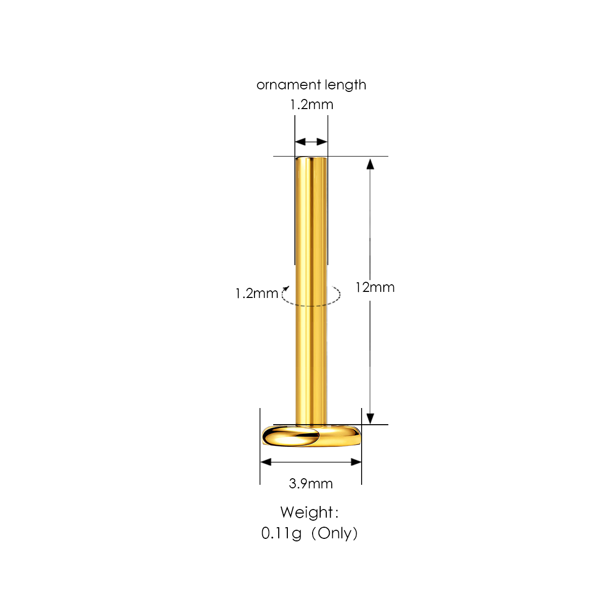 Gold Plated -- 12mm