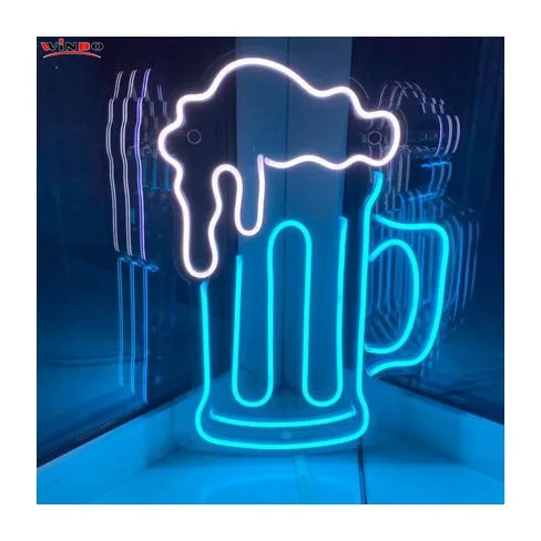 Winbo-señal de luz de neón con batería para decoración de pared, nuevo diseño de logotipo de negocios, letreros de cerveza de neón
