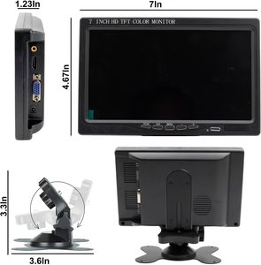 7英寸全高清监视器1024x600分辨率小型1080P便携式IPS监视器，内置扬声器VGA影音输入闭路电视摄像机 - Product Image 4