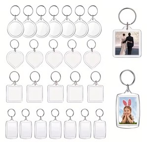 促销高品质装饰照片钥匙扣空白相框钥匙圈多形亚克力图片钥匙扣 - Product Image 1