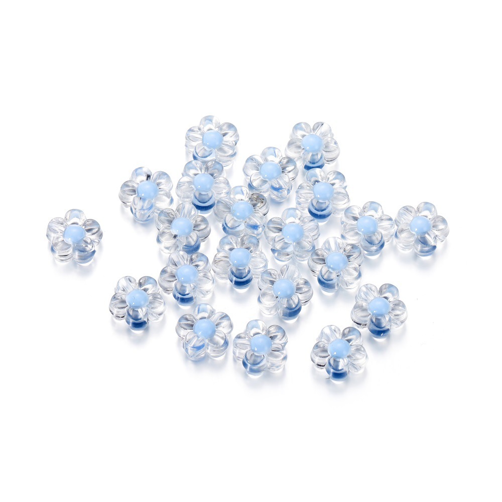 Perles de fleurs brillantes en acrylique - bleu