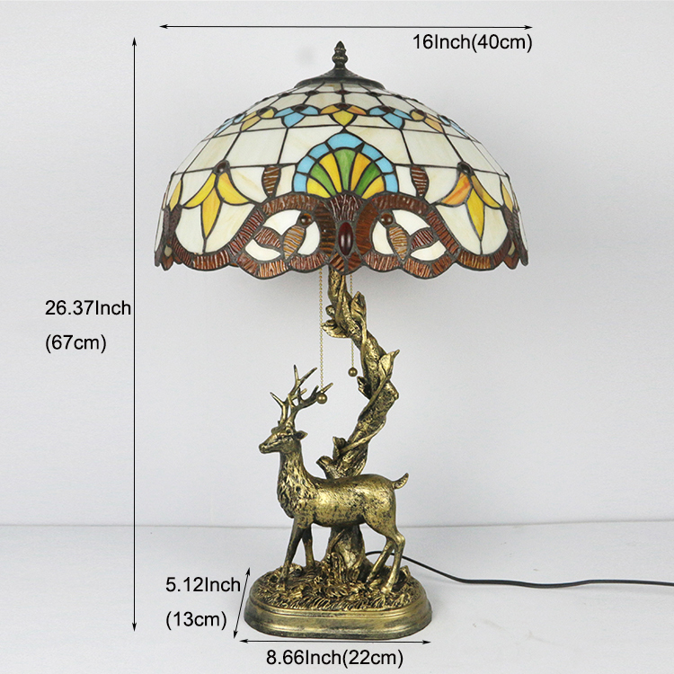 LongHuiJing factory wholesale price table lamp for tiffany style table lamp with Baroque decoration Lampshade