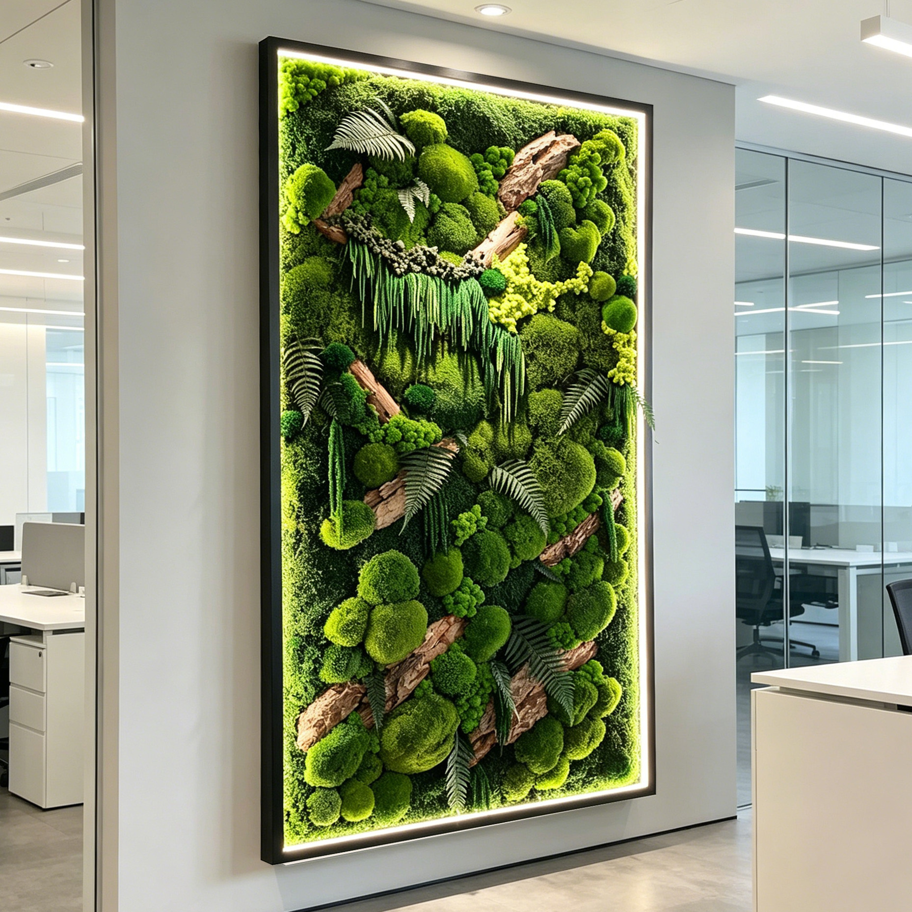 Muro de musgo en el lobby del hotel